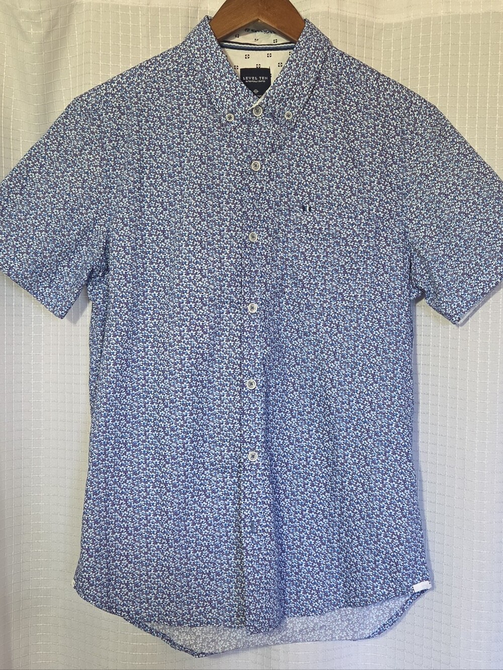 Level Ten Peached Poplin Button Front Shirt Size Small 100% Cotton